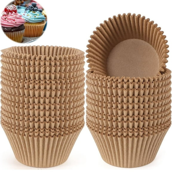 Jumbo Cupcake Muffin Liners for Baking Tutuviw 200 Pcs Odorless Greaseproof Paper Muffin Baking Cups Cupcake Wrappers for Wedding Birthday Party Baby Shower Festivals Christmas(Natural)