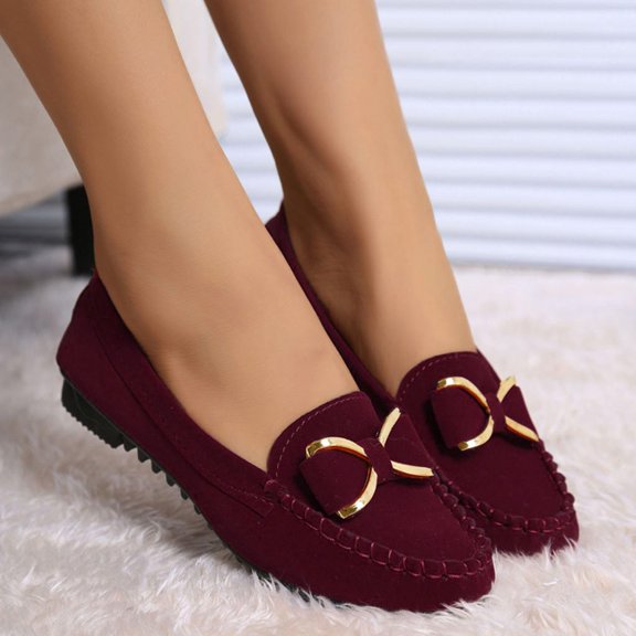 Womens Flats Shoes with Bow Comfortable Slip on Round Toe Flats Casual Shoes for Women Soft Memory Foam Insole Non Slip