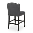 thumbnail image 3 of Charcoal Counter Stools | Button-Tufted Aesthetic, Wingback Draft Shield | Sturdy Rubberwood Construction | Ideal for Home Use, 3 of 7