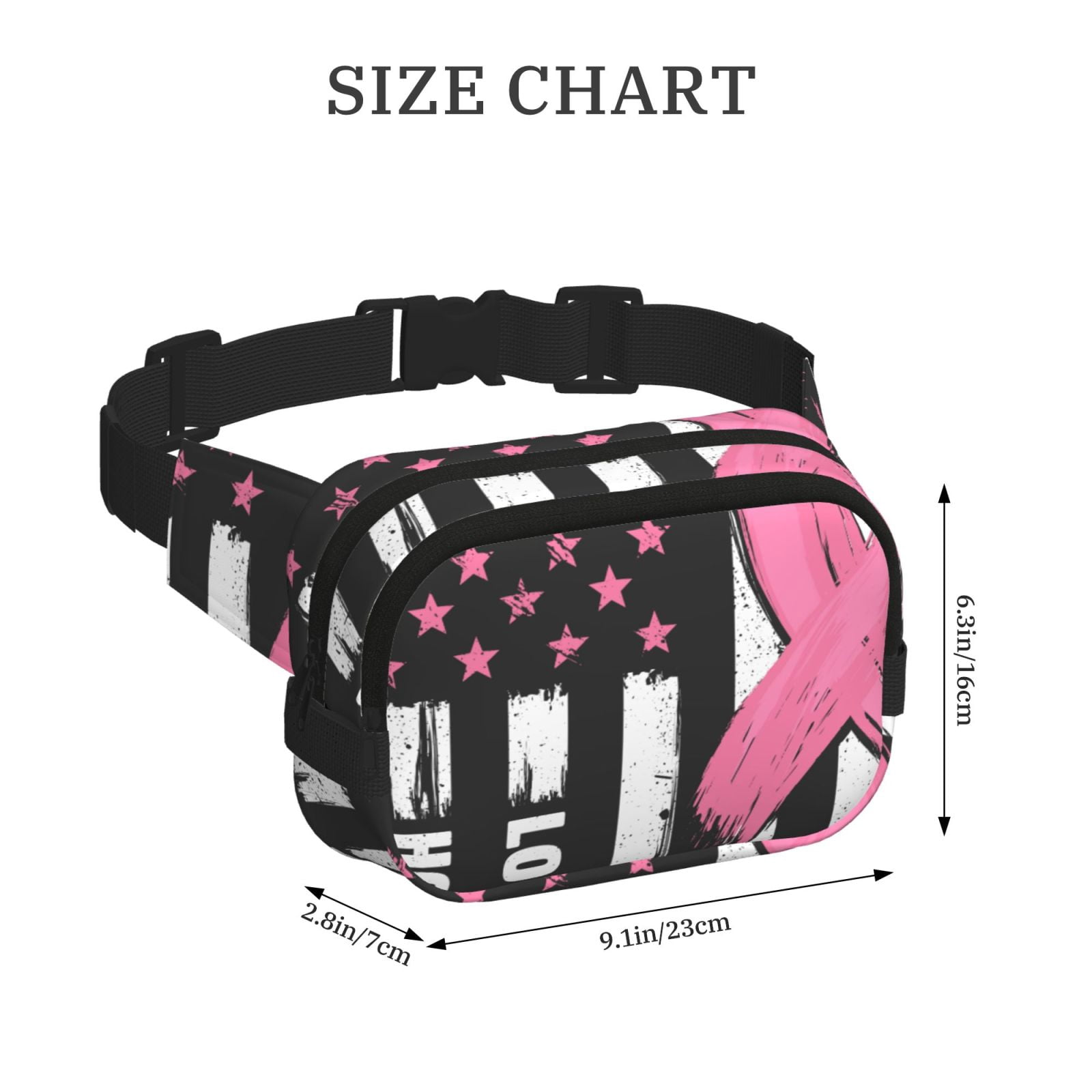 Kuqiui Ribbon Breast Cancer Awareness Print Fanny Packs for Women Cross Body Waist Bag Fashionable Fanny Pack Designer Workout Hiking Waist Pack Running Travel Gym