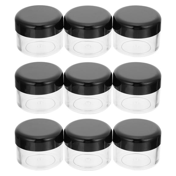 OUNONA 15Pcs Portable Black Emulsion Jars with Leakproof Plastic Lining, Reusable Cosmetic Cream Containers for Travel