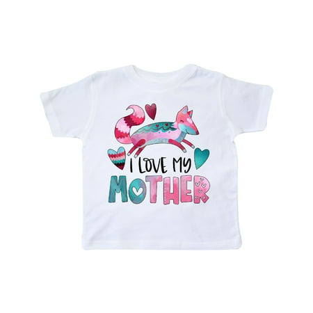 

Inktastic I Love My Mother Pink and Blue Fox with Hearts Gift Toddler Boy or Toddler Girl T-Shirt