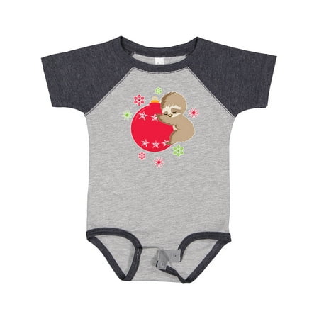 

Inktastic Cute Christmas Baby Sloth on Red Ornament with Snowflakes Gift Baby Boy or Baby Girl Bodysuit