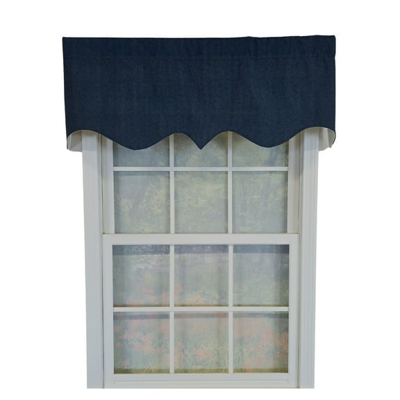 RLF Home 100% Cotton Demin Regal Fully lined Windows Rod Pocket Valance 50" x 17" Navy