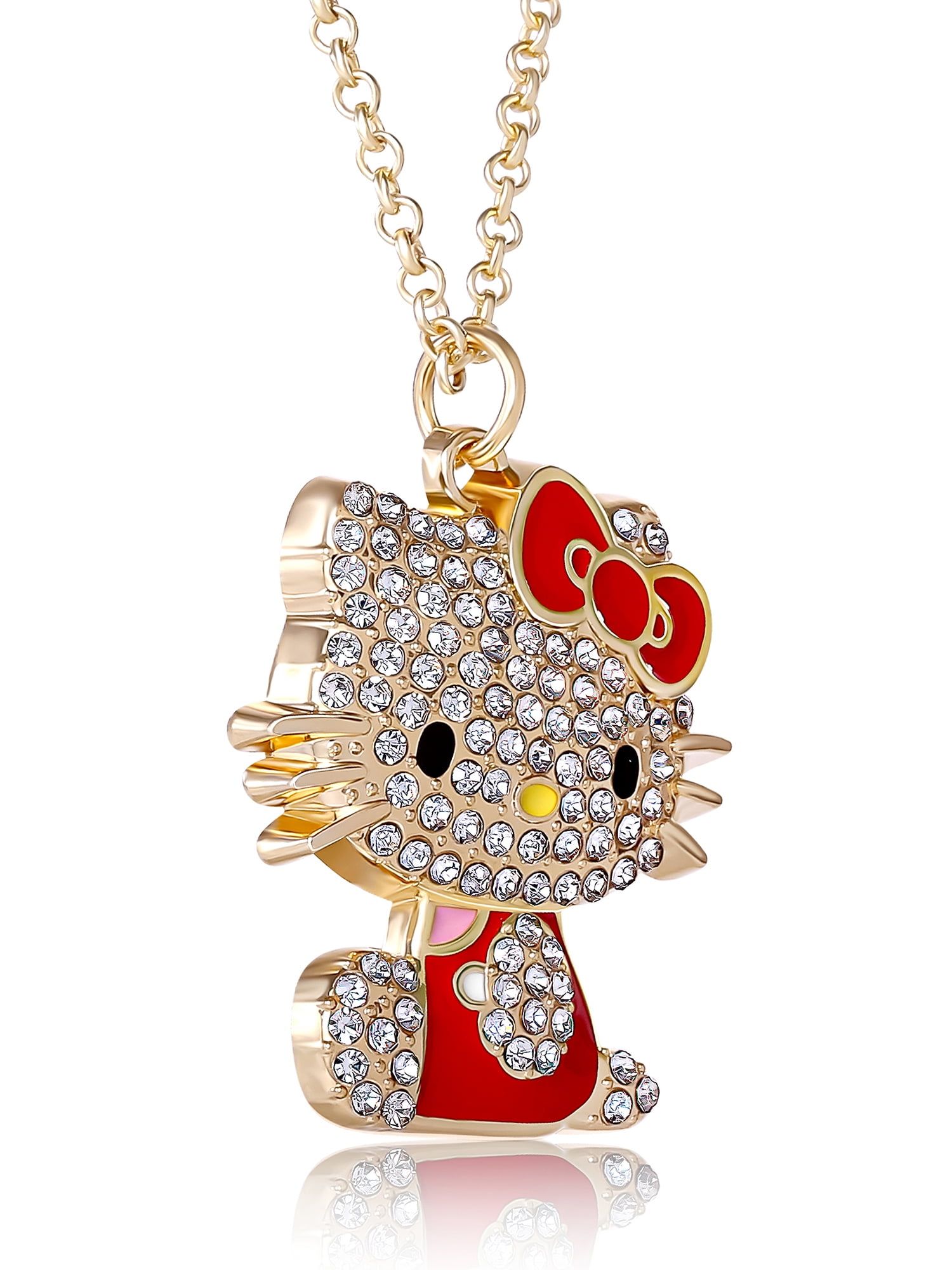 Sanrio Girls/Tween Hello Kitty Red Enamel Crystal Pendant, 16" Chain
