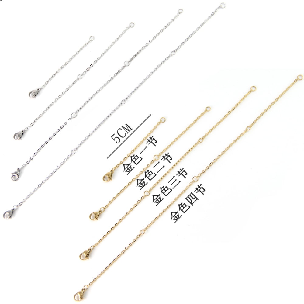 8 Piece Necklace Extender Silver, 5/10/15/20Cm Necklace Clasp Extender