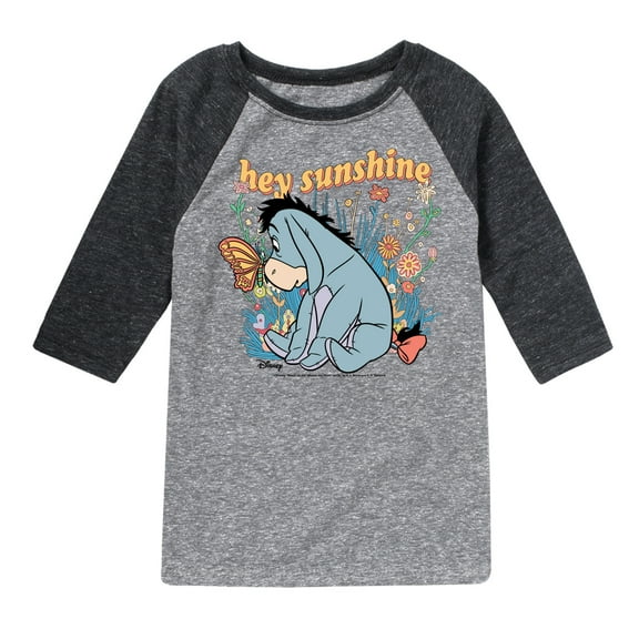 Winnie the Pooh - A Butterfly Lands on Eeyore's Nose - Hey Sunshine - Toddler And Youth Raglan Graphic T-Shirt