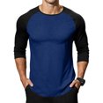 thumbnail image 2 of Men's 3/4 Sleeve Shirts Crew Neck Baseball T Shirts Casual Moisture Wicking Athletic Raglan Tops Navy XXL, 2 of 6