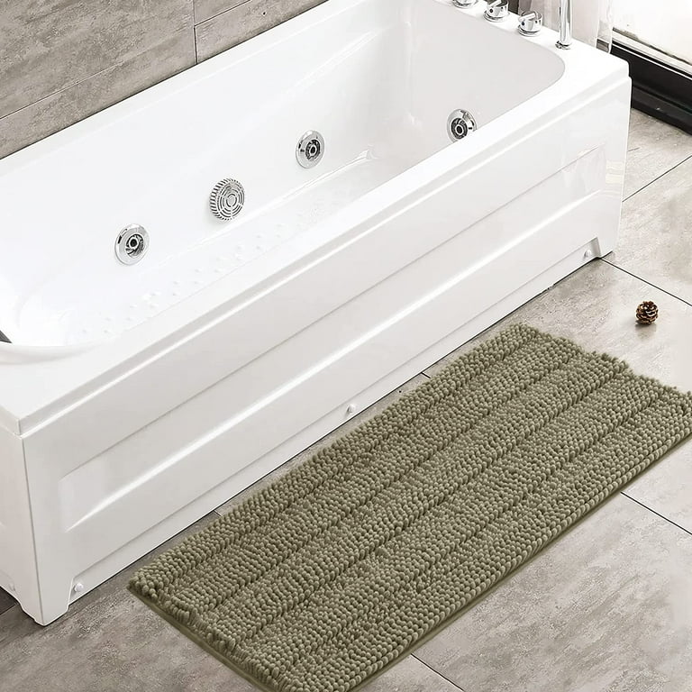 Subrtex Chenille Bathroom Rugs Soft Non-Slip Super Water Absorbing Shower Mats, 24 inchx60 inch, Beige, Size: 24 inch x 60 inch