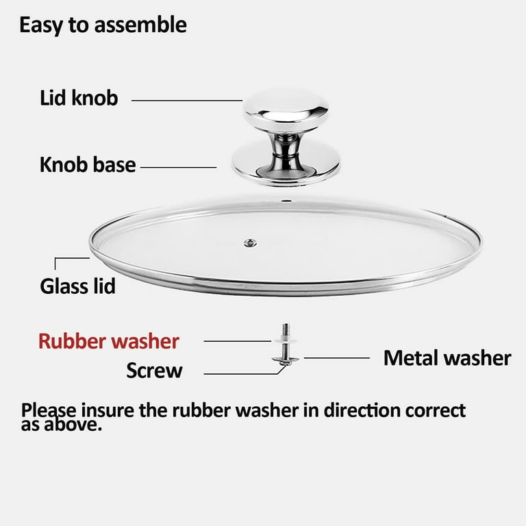 12 Glass Lid for Frying Pan, Tempered Replacement Cover Compatible with  All 12 inches Cookware for Skillets, Round Cast Iron, Cast Aluminium