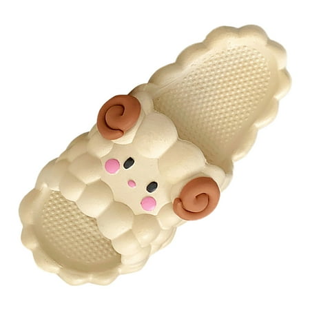

OJSFQUFP Women Shoes Casual Female Summer Wearing Thick Sole Soft Sole Fashion Cartoon Cute Sheep Couple Home Slippers Slipper for Women Khaki 38