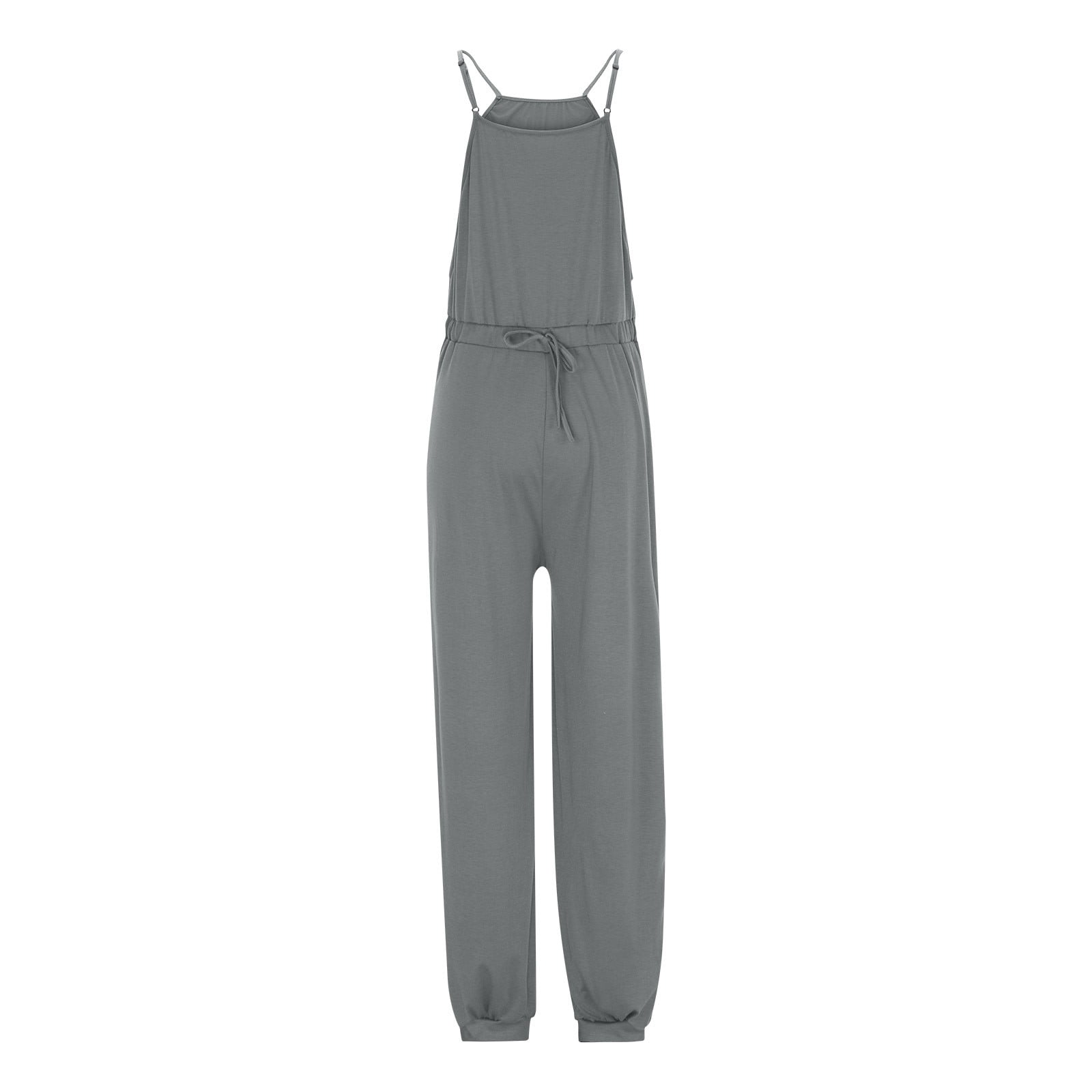 lcziwo Women's Causal Sleeveless Jumpsuits Summer Scoop Neck Harem Overalls Loose Fit Spaghetti Straps Romper with Pockets Holiady Going Out Outfits Gray M