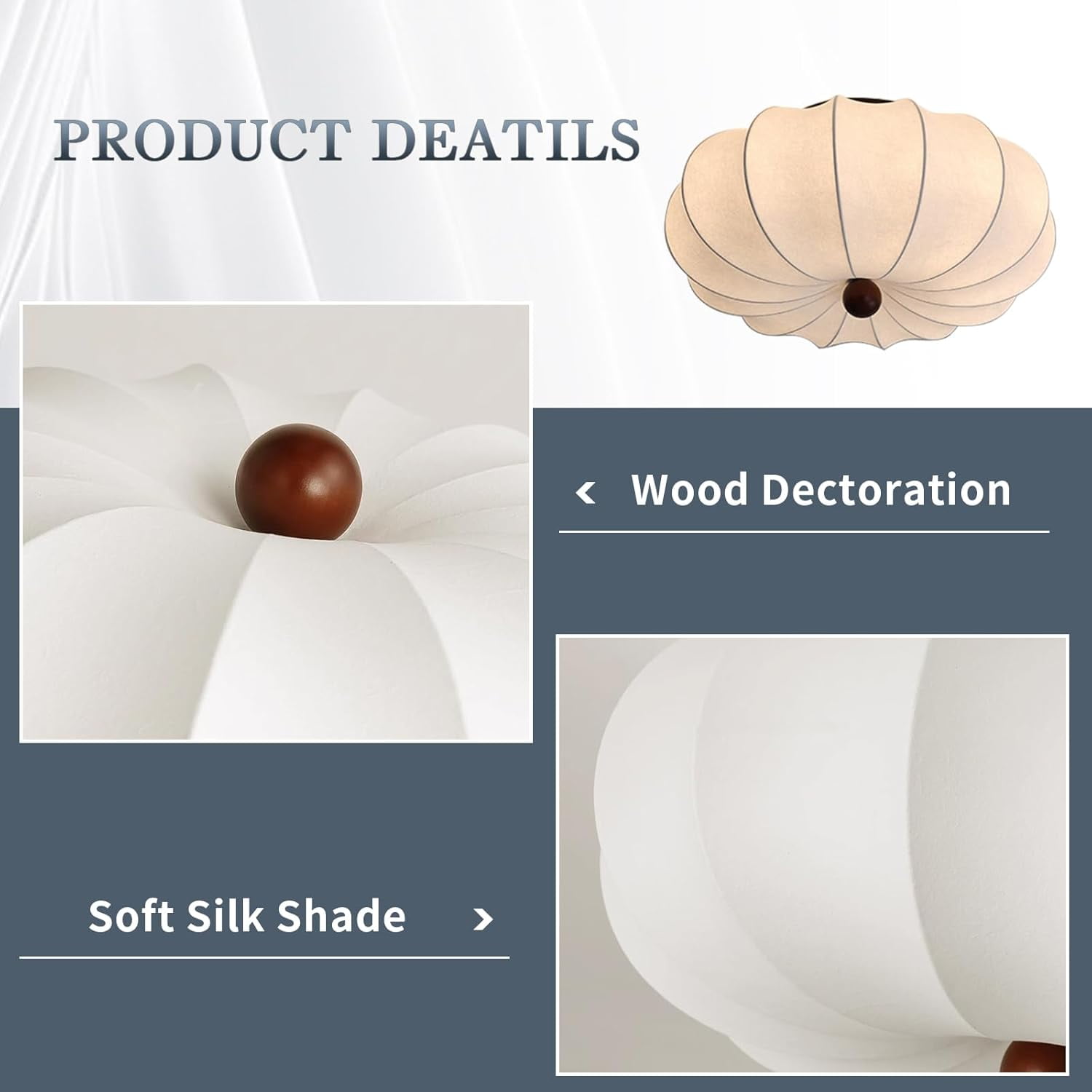 KCO Lighting White Fabric Flush Mount Ceiling Light Large Drum Light Fixtures for Entryway