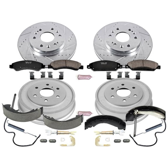 Front and Rear Brake Pad Rotor Shoe Drum Kit - Compatible with 2005 - 2006 GMC Sierra 1500