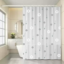 No Drill Shower Curtain Rod Set - 70x70 Inch Hotel Quality Waterproof PEVA Liner with 13 Hooks, Heavy Duty Bathroom Partition for Apartment & Rental Homes