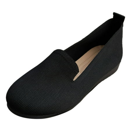 QYZEU Womens Shoes Womens Flip Flop Sandals Ladies Colour Blocking Round Head Printing Shallow Mouth Flat Bottom Casual Comfortable Big Shoes Black 37