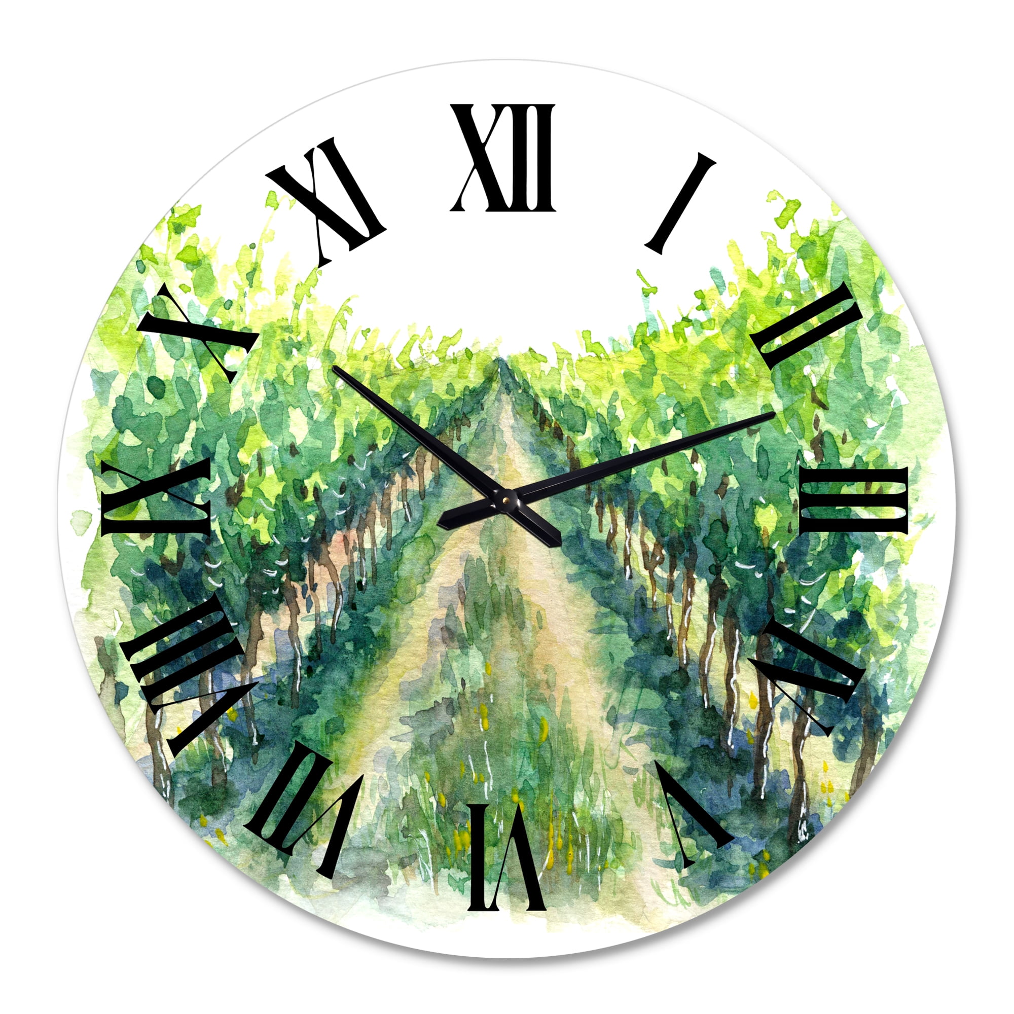 Designart 'Rural Scene Vineyard Road' Traditional Wall Clock