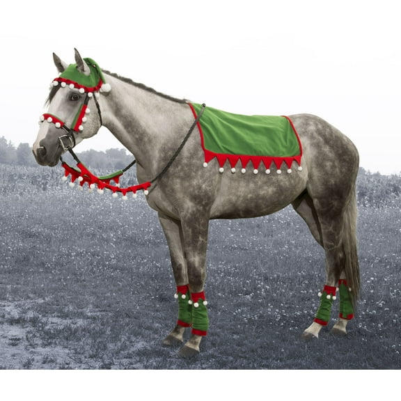 Tough 1 English Horsewear Set 5 Piece Elf Festive Green Red 95-6505E