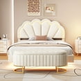 thumbnail image 2 of Harper & Bright Designs Full Size Upholstered LED Platform Bed with Storage Ottoman Velvet, Beige, 2 of 12