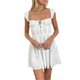 thumbnail image 1 of Lucakuins - Mini vestido de verano para mujer, sin mangas, lazo frontal, busto fruncido, estampado floral, vestido corto de línea A, ropa de playa Lucakuins  moda, 1 of 8