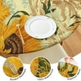 thumbnail image 4 of Waterproof Round Elastic Tablecloth Sunflower Design Windproof Fitted Picnic Cover, 4 of 5
