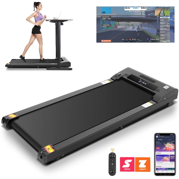 Walking Pad Under Desk Treadmill 2.5HP Brushless Motor 300lbs Capacity, Portable Walking Jogging Machine with App & Remote Control, Low-Noise Installation-Free Desk Treadmill for Home Office