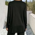 thumbnail image 5 of hoksml Women's V Neck Casual Tunic Top, Solid Side Slit Loose Long Sleeve Shirt, 5 of 5