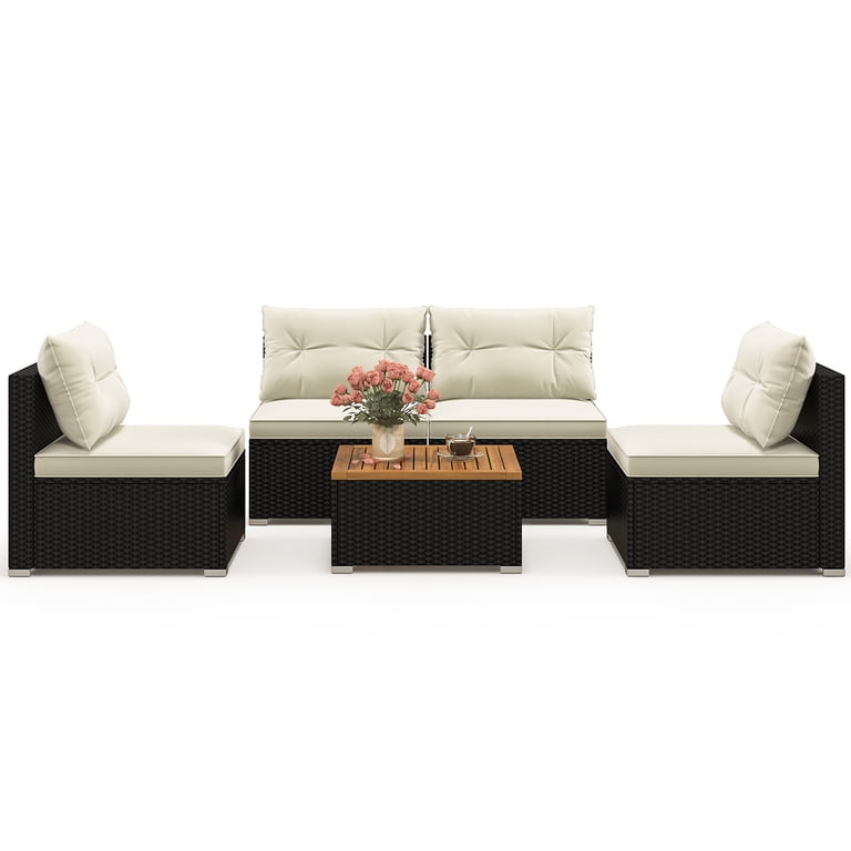 Gymax 5-Piece Rattan Patio Conversation Set photo 2