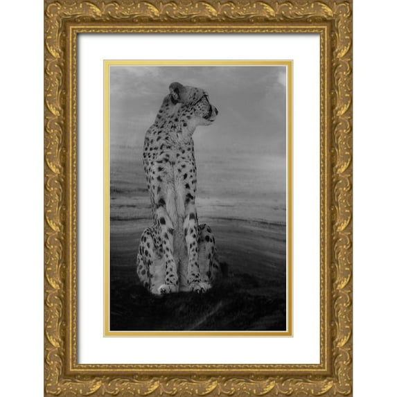Wisniowska, Krystina 23x32 Gold Ornate Wood Framed with Double Matting Museum Art Print Titled - Cheetah on the Watch