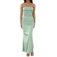 thumbnail image 5 of Women Sleeveless Backless Dress, Pure Color Strapless Long Dress, 5 of 9