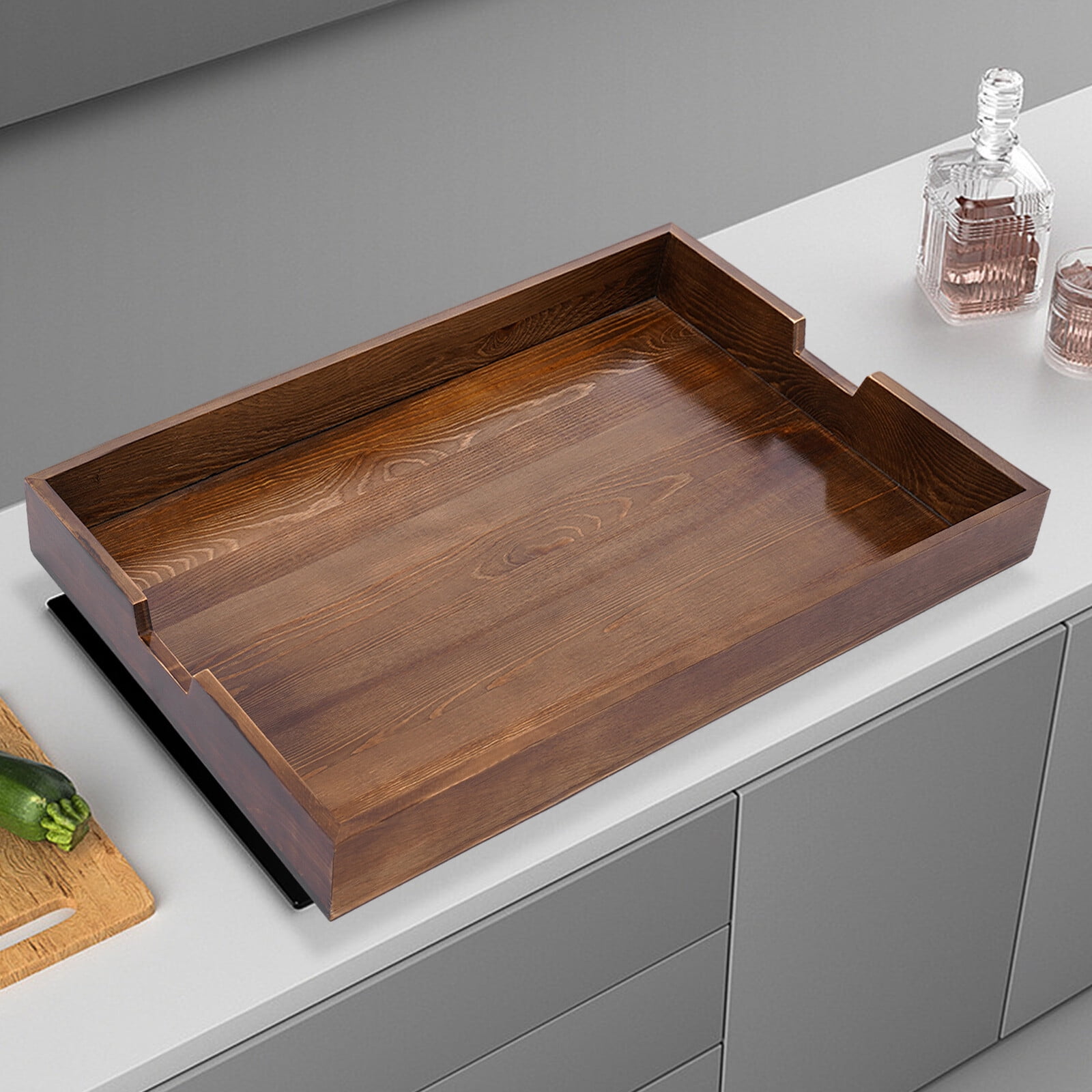 1 PCS Walnut Color Stove Top Cover, Noodle Board Stove Covers with Built-in Handles, Durable Extra Thick Pine Wood Handmade Cookware, Load Capacity: 10-15kg/22.05-33.07lbs