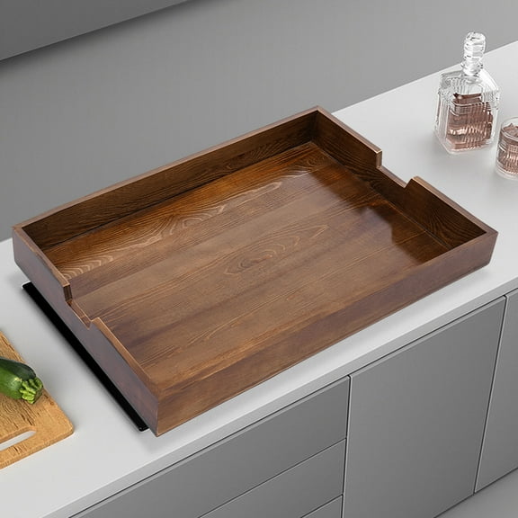 Noodle Board Stove Cover with Built-in Handles Extra Thick Pine Wood Stove Top Cover Counter Space Cutting Board Brown for Gas Electric Stove