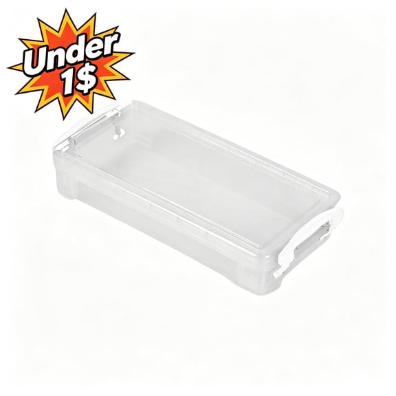 Under 1$ Product! Pencil Box, Plastic Pencil Case Crayon Box, Clear Marker Organizer Plastic Containers with Lid, Stackable Storage Boxes for Art Craft, Pen, Teacher Supplies, White