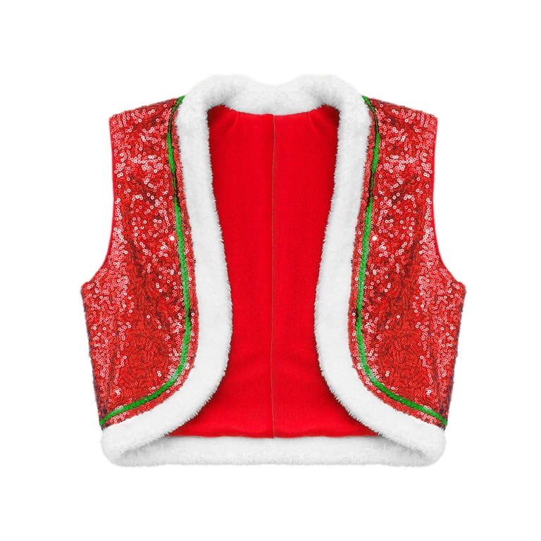 YUUMIN Kids Christmas Dance Waistcoat Sequins Sleeveless Velvet
