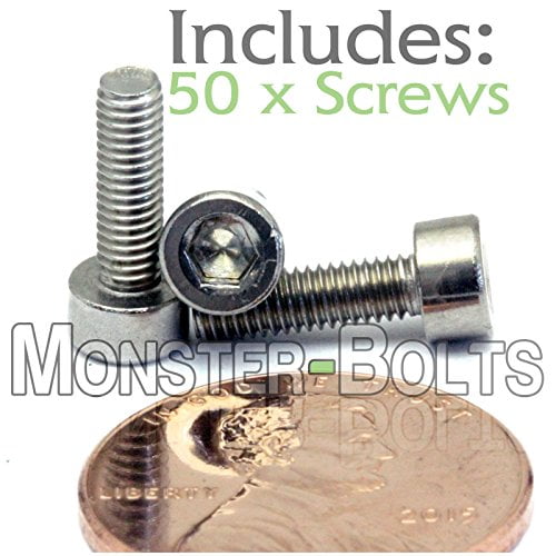 Allen Socket Drive Stainless Steel 18-8 M3-0.5 x 10mm Flange Button Head Socket Cap Screws 304 50 PCS Fully Threaded