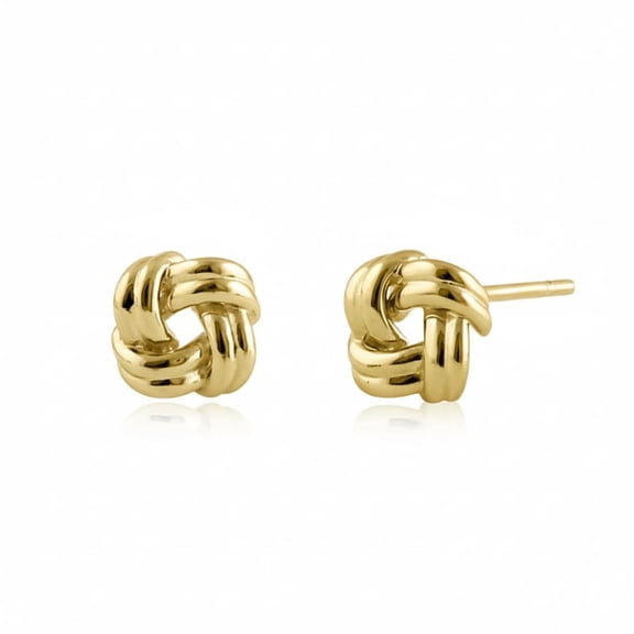 Vinali 14K Solid Gold Small Love Knot Stud Earrings - 0.22in