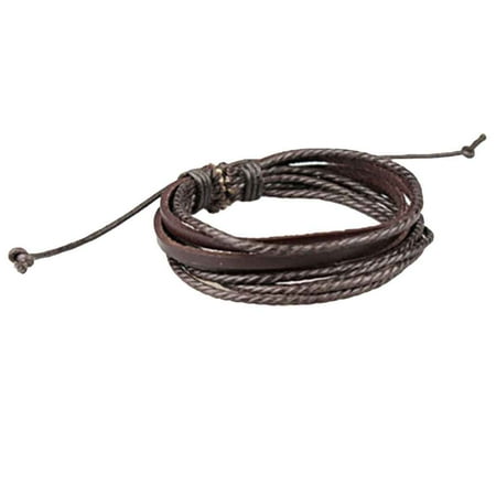 - Men Leather Wrist Band Bracelet Multi Layer Wrap Hemp Bangle Vintage Braid Cuff