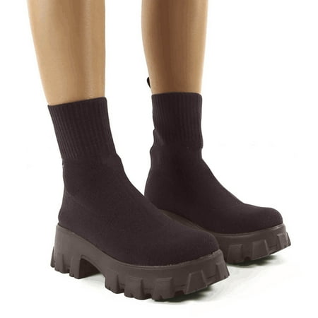 

ZMHEGW Boots For Women Platm Color Large Short Knitted Boots Shoes
