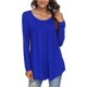 thumbnail image 4 of Top De Mujer, Blusa De Manga Larga Con Volantes De Color Puro De Poliéster Elástico Para Mujer, Cuello Redondo Para El Trabajo ANGGREK No, 4 of 5