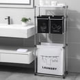 thumbnail image 4 of 3 Tier Laundry Sorter,ONE PIX Laundry Hampers with 3 Removable Bags and Hooks, Vertical Laundry Basket Organizer, Black and White, 4 of 7