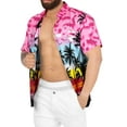 thumbnail image 4 of HAPPY BAY Men's Hawaiian Shirts Short Sleeve Button Down Shirt Mens Holiday Shirts Summer Beach Casual Aloha Tropical Shirts for Men Funny 4XL Island View, Pink, 4 of 6