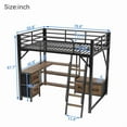 thumbnail image 5 of Loft Bed Full Size with Desk and Charging Station, Metal Loft Beds Frame with LED Lights, Bookcase & 4 Fabric Storage Drawers & Bench, Adults Loft Beds with Wardrobe -Safety Guard & Ladder, Black, 5 of 8