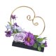 thumbnail image 1 of Expositor floral para anillos de boda con fondo en forma de corazón y flores artificiales. Púrpura, 1 of 9