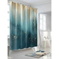 thumbnail image 3 of Fsddascl Turquoise Gold Geometric Shower Curtain Set - 66" x 72" Washable Bathtub Curtain with 12 Hooks, Modern Abstract Oil Painting Waterproof Fabric Stall Shower Curtains for Bathroom/Bathtub, 3 of 6