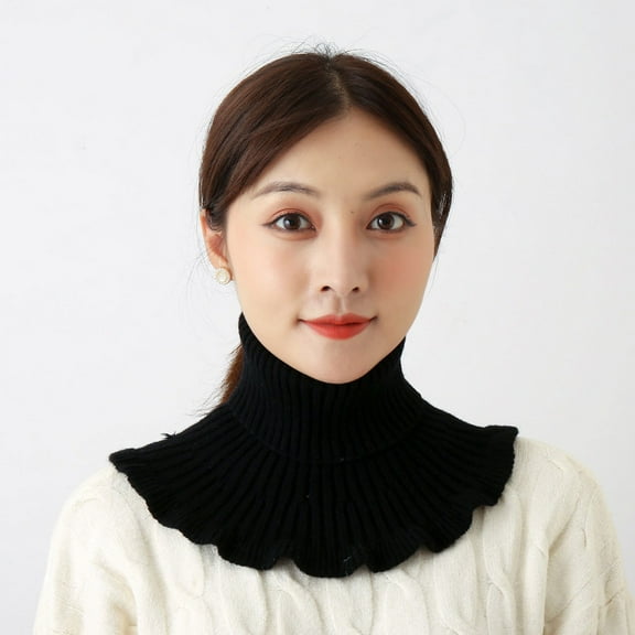 KuKuZhu Womens Fake Collar Solid Turtleneck Faux False Blouse Top Collar Black White Female Turtleneck Shirt Sweater Detachable Collar