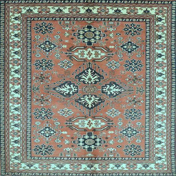Ahgly Company Indoor Square Persian Light Blue Traditional Area Rugs, 5' Square