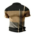 thumbnail image 3 of Mens Waffle Knit Polo Shirt Striped Print Short Sleeve Casual Tee Summer Slim Top Rose Gold XXL, 3 of 4