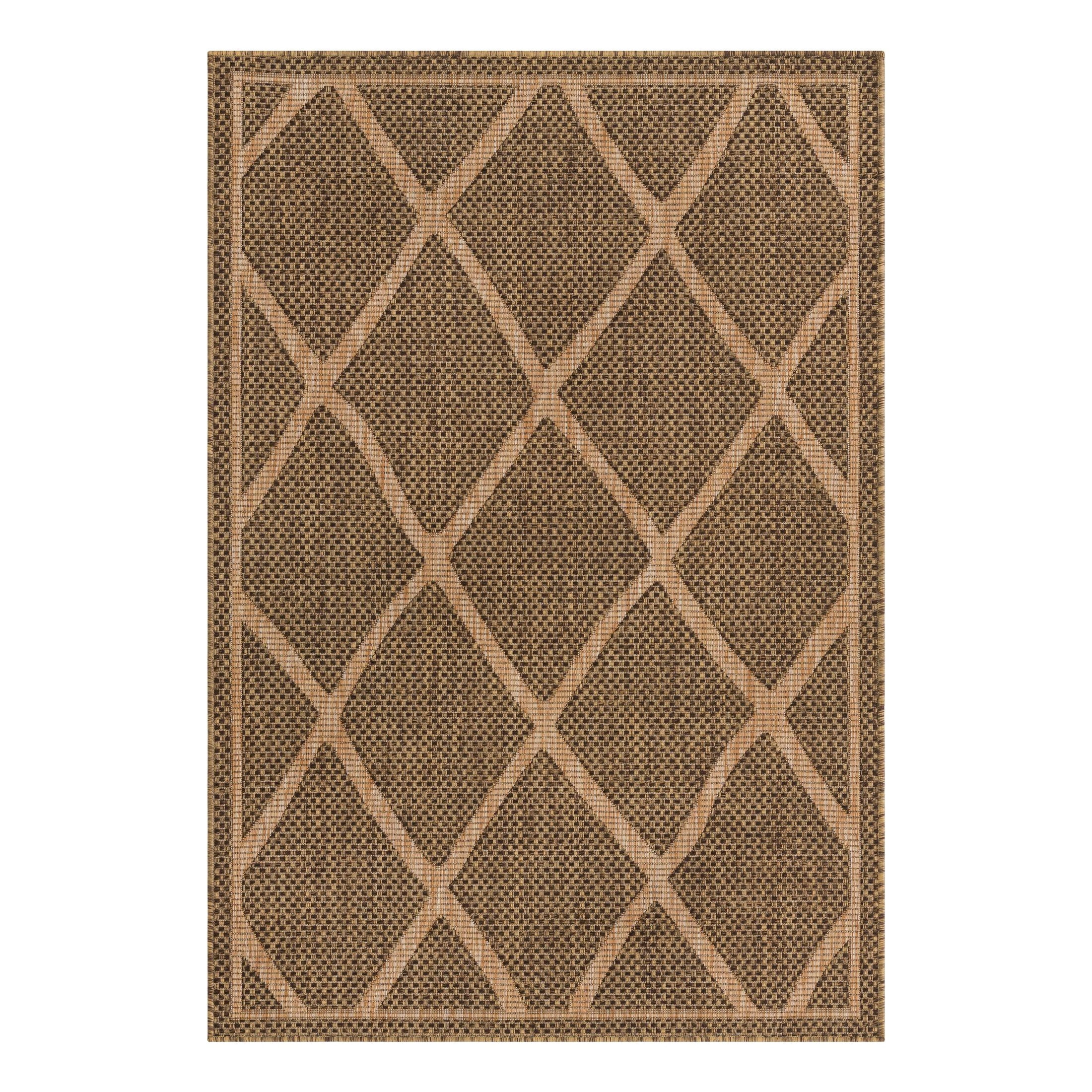 Unique Loom Outdoor Trellis Collection Area Rug - Diamonds (4' 1" x 6' 1" Rectangle Brown/Tan)