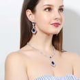 thumbnail image 5 of Royal Blue Cubic Zircon Big Dangle Drop Necklace Earrings Costume Jewellery Set, 5 of 9