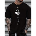 thumbnail image 1 of Playera Para Hombre de Cuello RedondoComfy Men's Music Print Short Sleeve Elastic Crew Neck T-Shirts, Casual Clothing Tee For Adult, Men, Women, Teen, Teenager, Adolescent, YouthFather's Day, Mother, 1 of 5